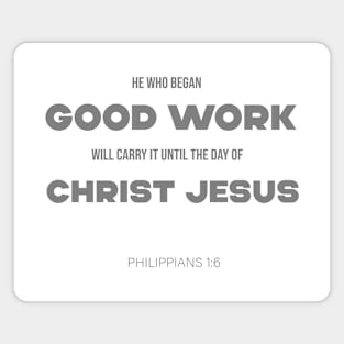 Bible Scripture Philippians 1:6 Quote Grey Magnet